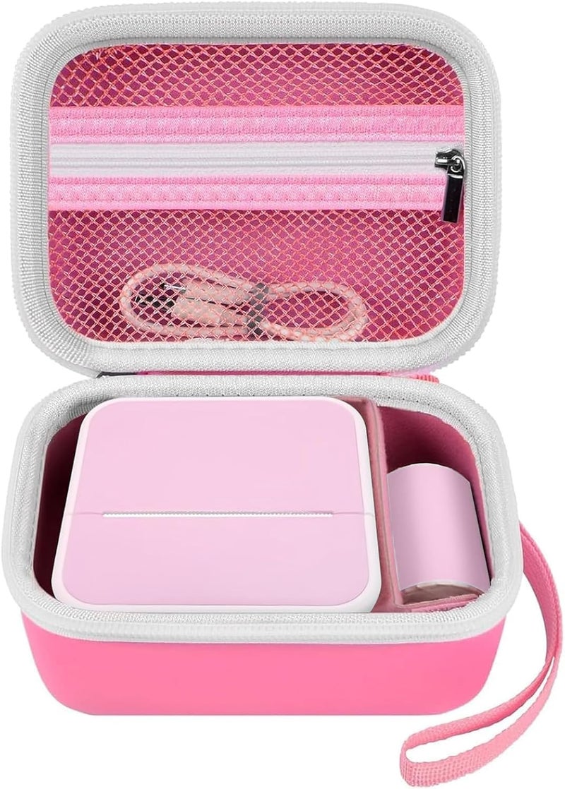 Grapsa Sticker Printer Case for Anycash/for ETIKEZ PM290C/ for Nelko PM230/ for Memoking T02/ for Phomemo M02/ T02/ Q30S Mini Photo Printer. Holder for Label Maker, Thermal Paper, USB Cable (Box Only)-Pink - Image 1